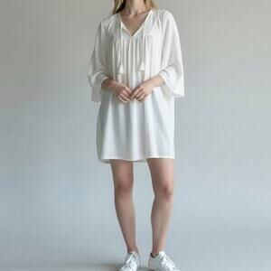 Fresh Produce Tassel Tunic Dress Women's Small White Beach Coastal